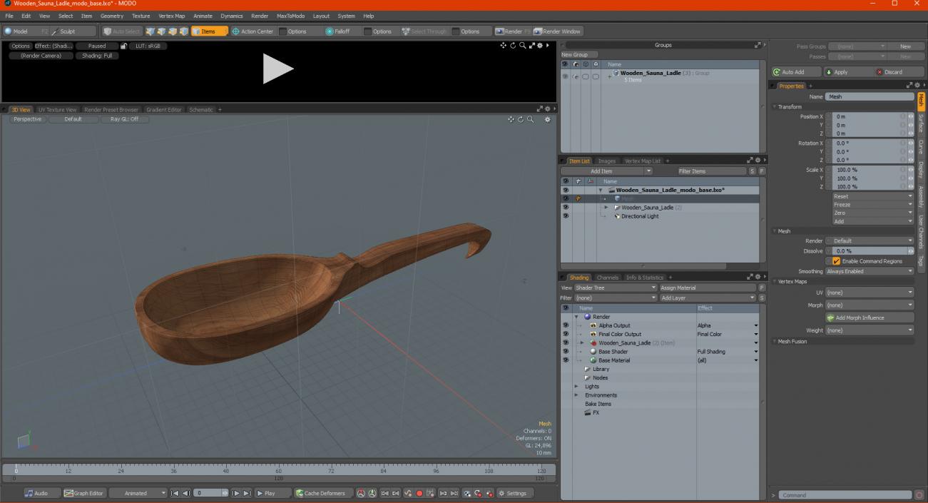 3D Wooden Sauna Ladle model