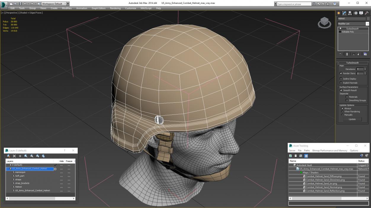 3D model US Army Enhanced Combat Helmet