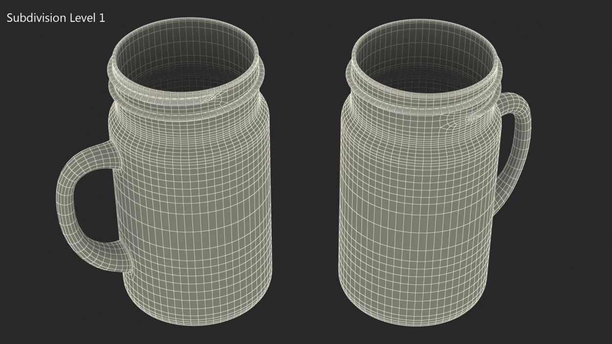 3D Mason Jar With Handle Full 2 model