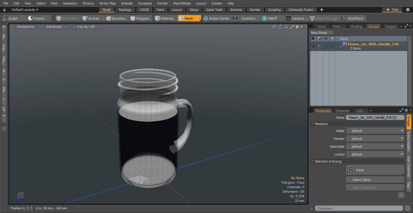 3D Mason Jar With Handle Full 2 model