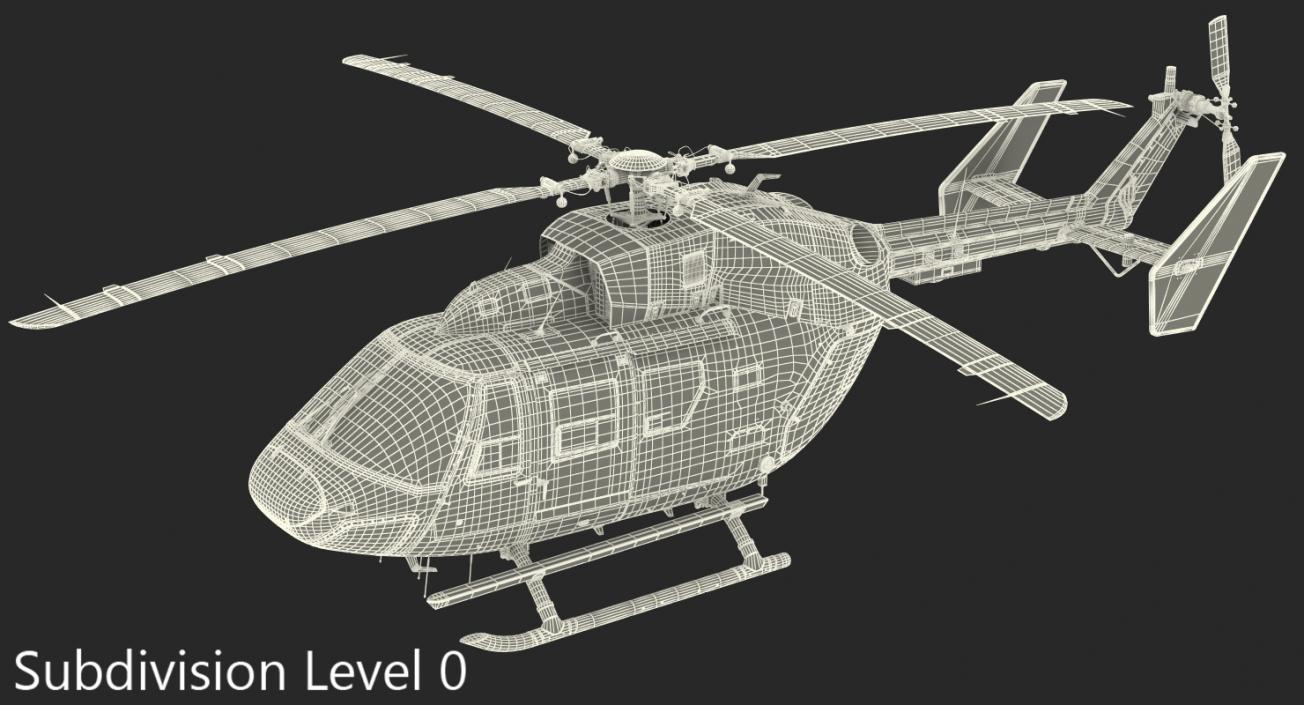 3D Medium Utility Transport Helicopter Kawasaki BK 117