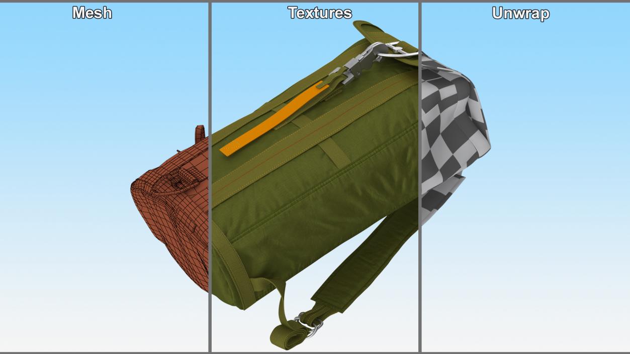 3D Lightweight Travel Parachute Backpack Green model