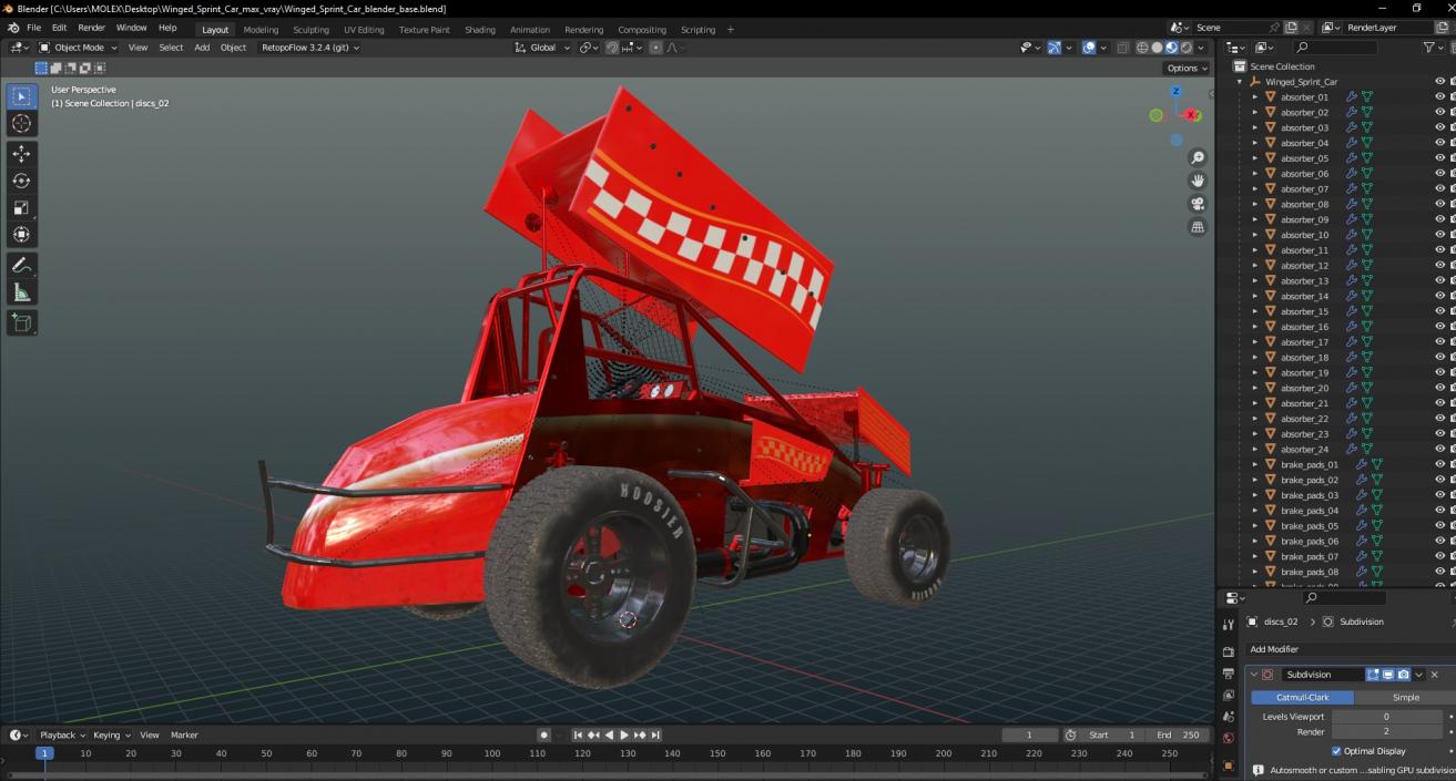 Winged Sprint Car 3D