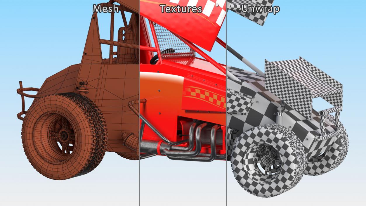 Winged Sprint Car 3D