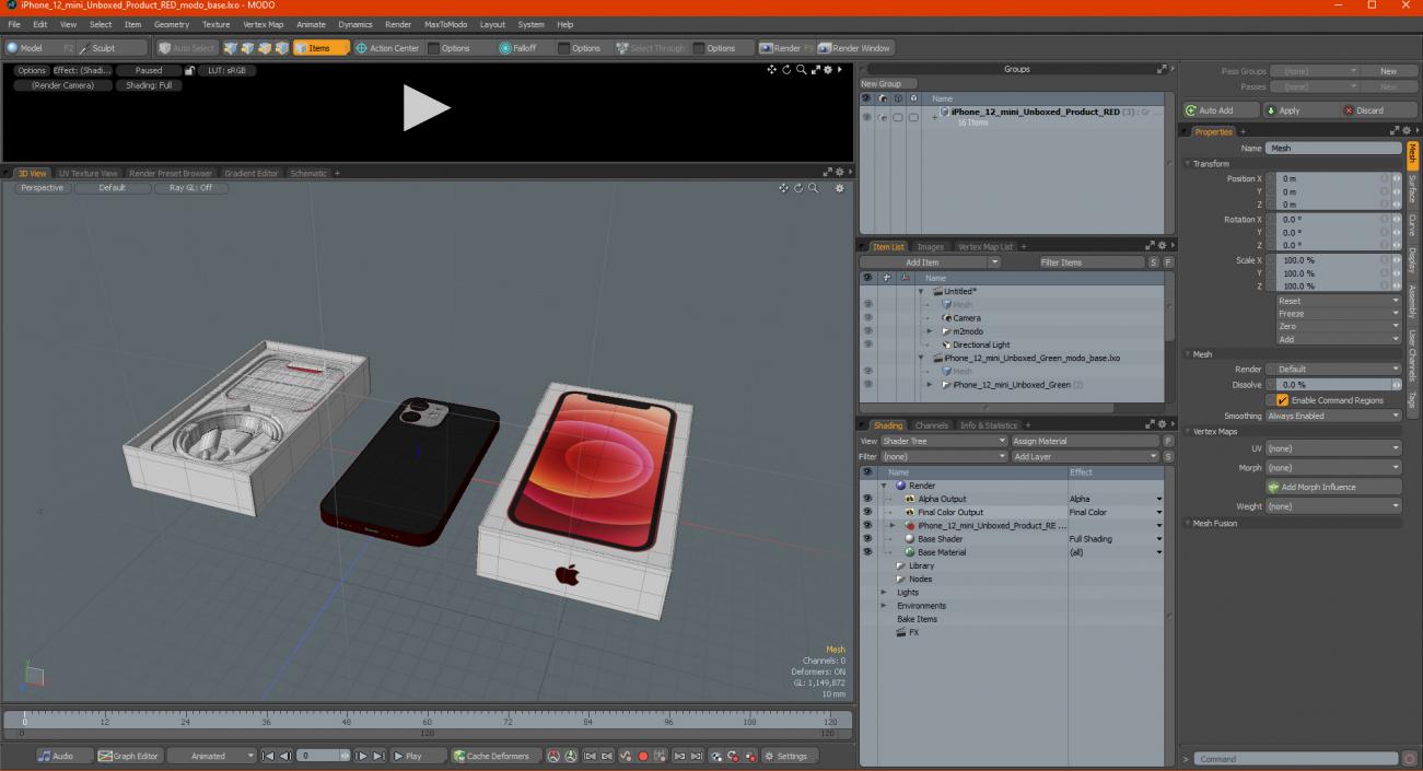 iPhone 12 mini Unboxed Product RED 3D model