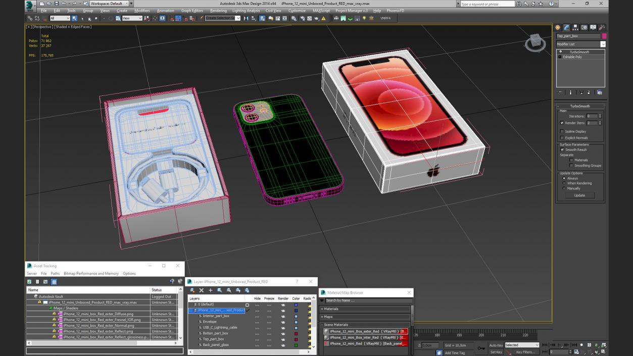 iPhone 12 mini Unboxed Product RED 3D model