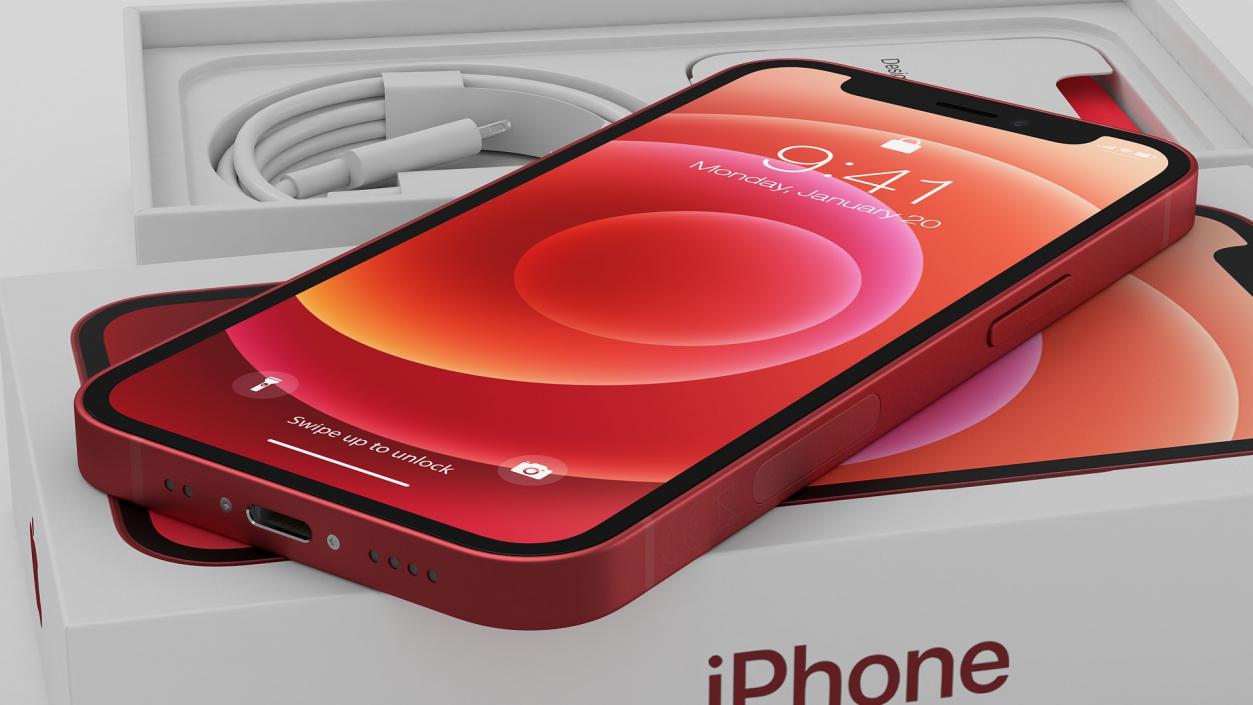 iPhone 12 mini Unboxed Product RED 3D model