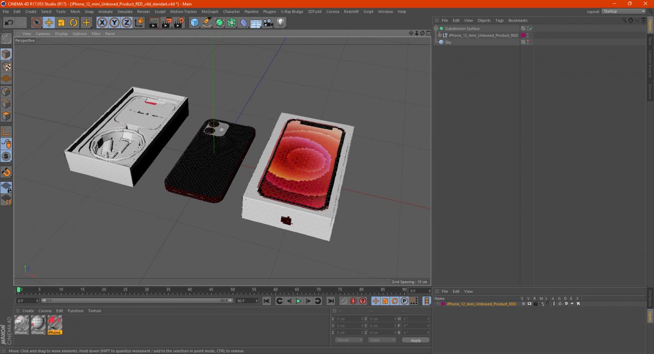 iPhone 12 mini Unboxed Product RED 3D model