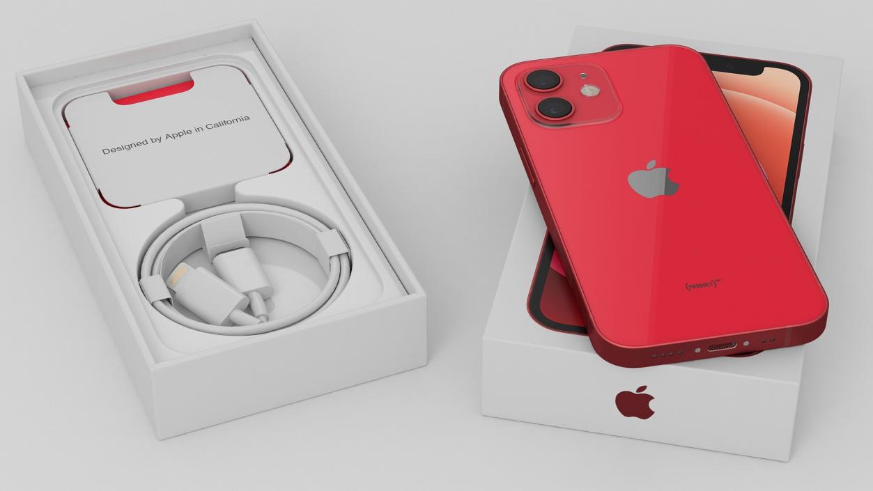 iPhone 12 mini Unboxed Product RED 3D model