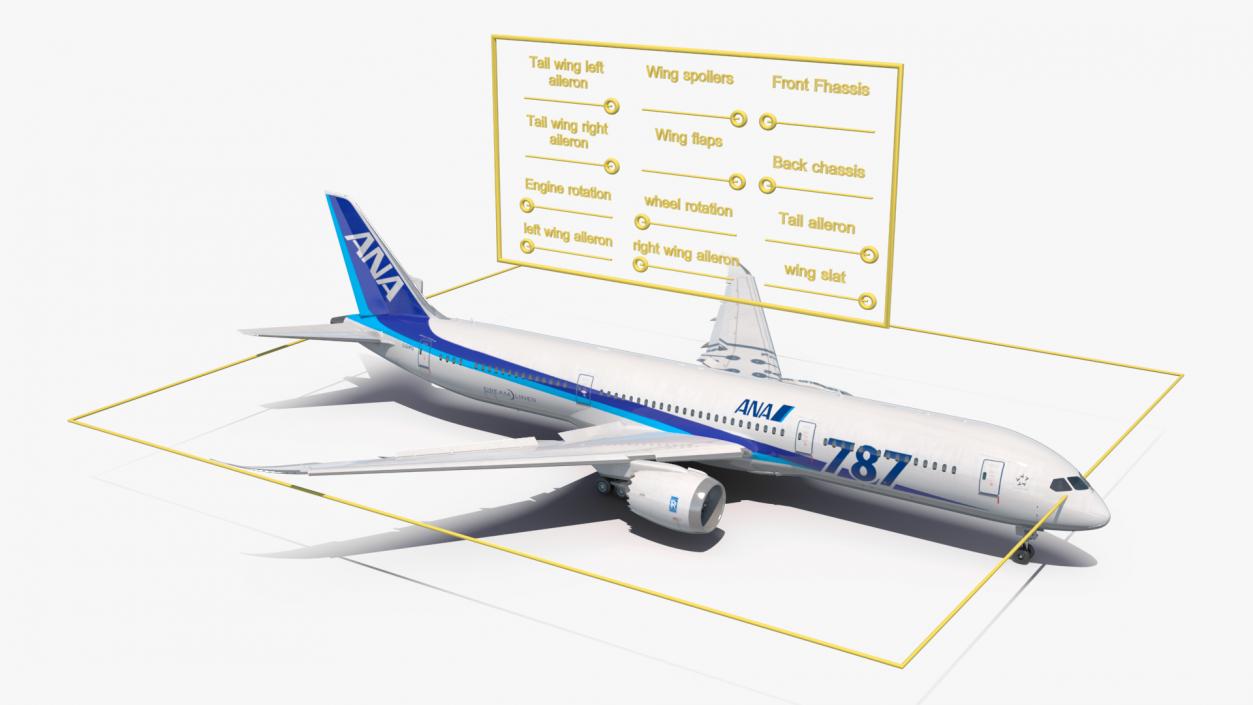 3D Boeing 787-9 Dreamliner ANA Livery Rigged