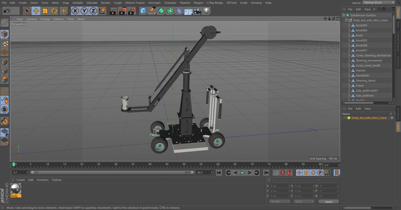 3D model Dolly 4x4 with Mini Crane