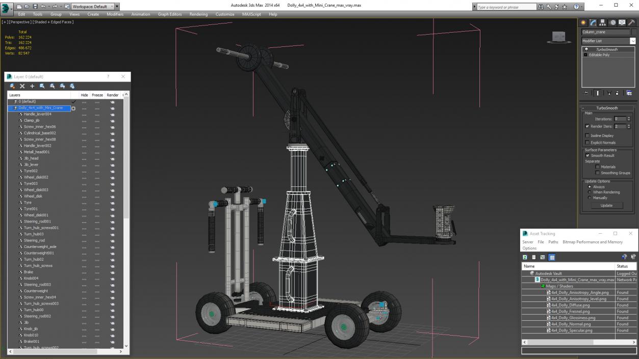 3D model Dolly 4x4 with Mini Crane