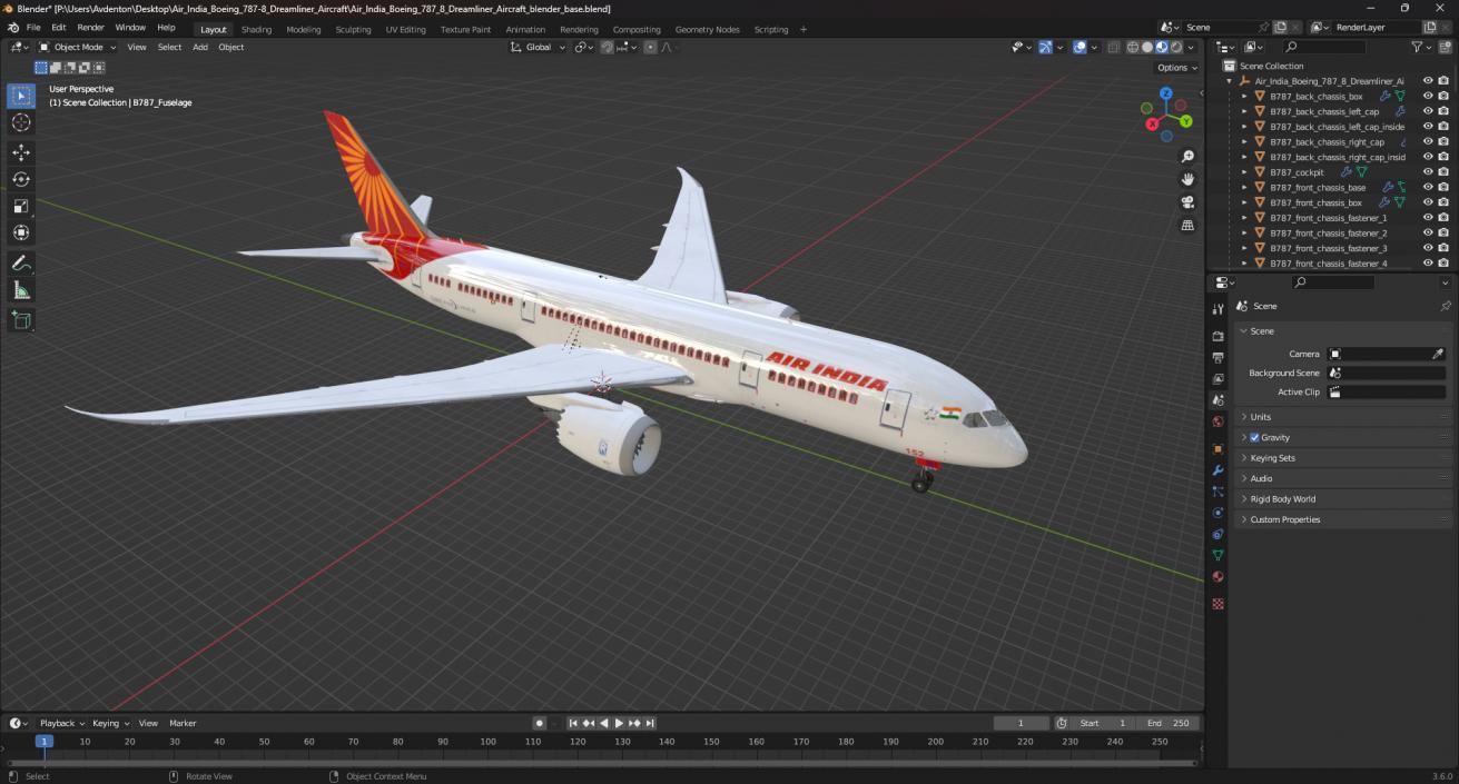 Air India Boeing 787-8 Dreamliner Aircraft 3D