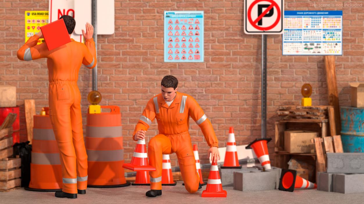 3D Road Worker Rigged model