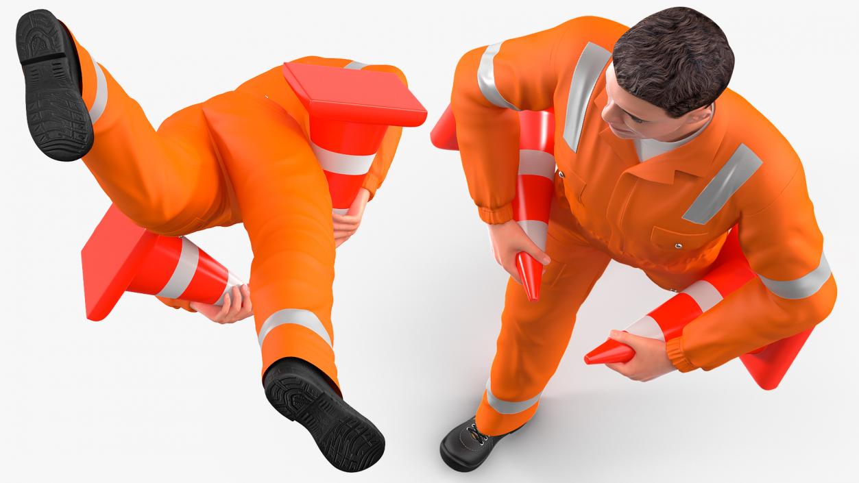 3D Road Worker Rigged model