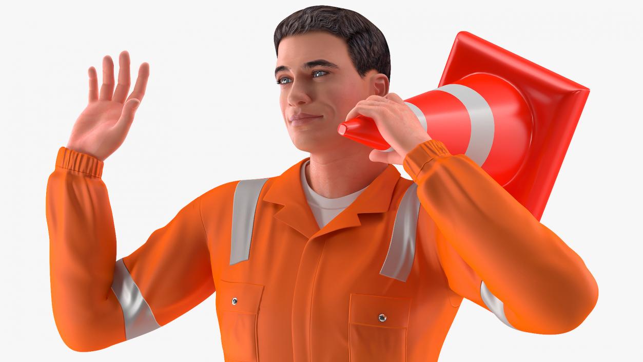 3D Road Worker Rigged model