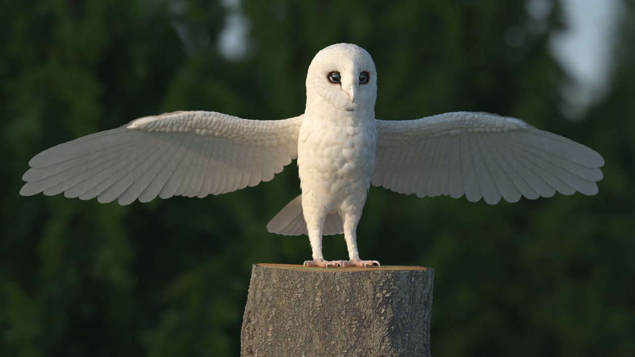 3D White Common Barn Owl