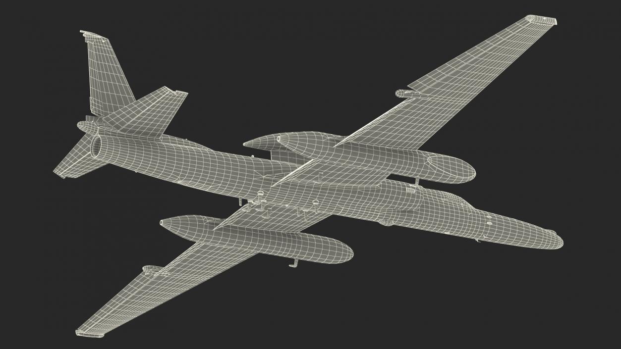 3D model Reconnaissance Aircraft Grey Rigged