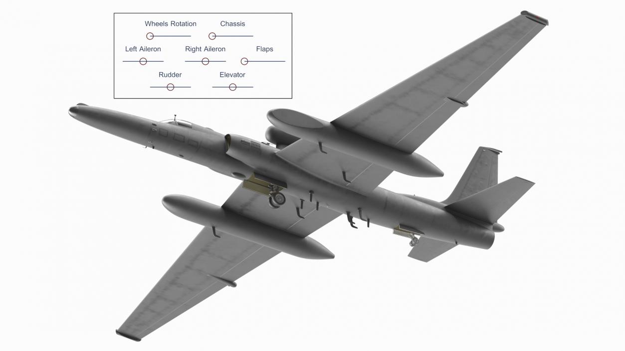 3D model Reconnaissance Aircraft Grey Rigged