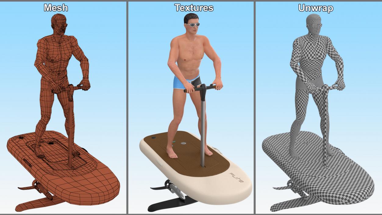 Man Rides a Flitescooter 3D model