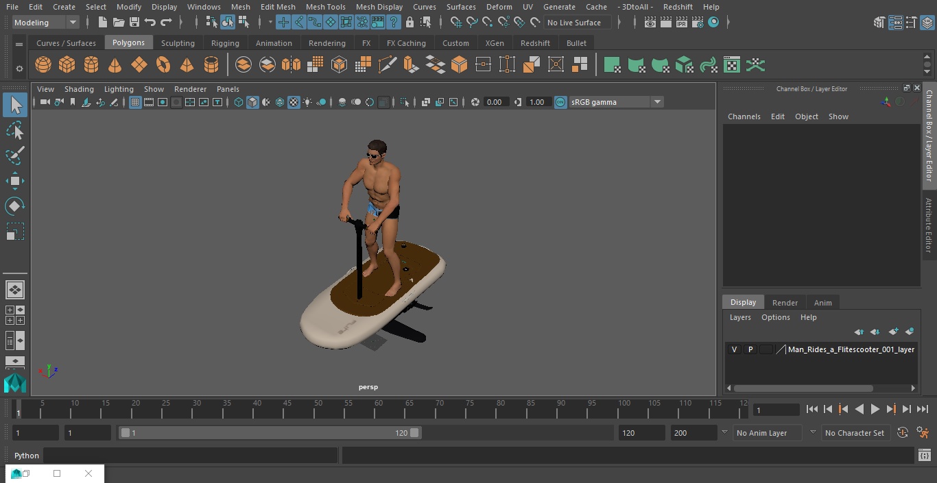 Man Rides a Flitescooter 3D model