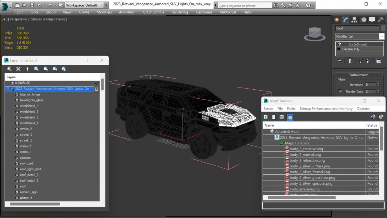 2023 Rezvani Vengeance Armored SUV Lights On 3D model