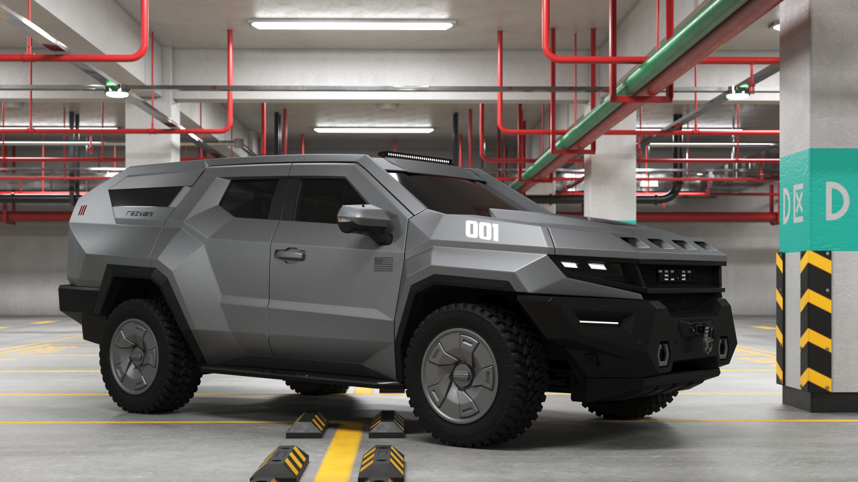 2023 Rezvani Vengeance Armored SUV Lights On 3D model