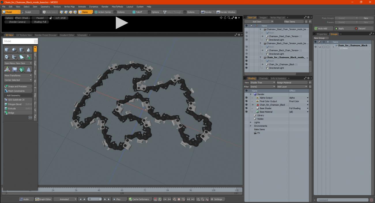 Chain for Chainsaw Black 3D model