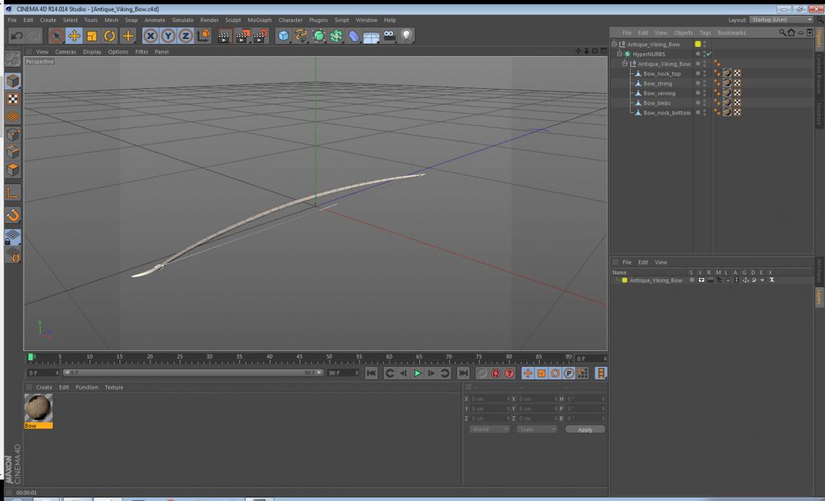 3D Antique Viking Bow model