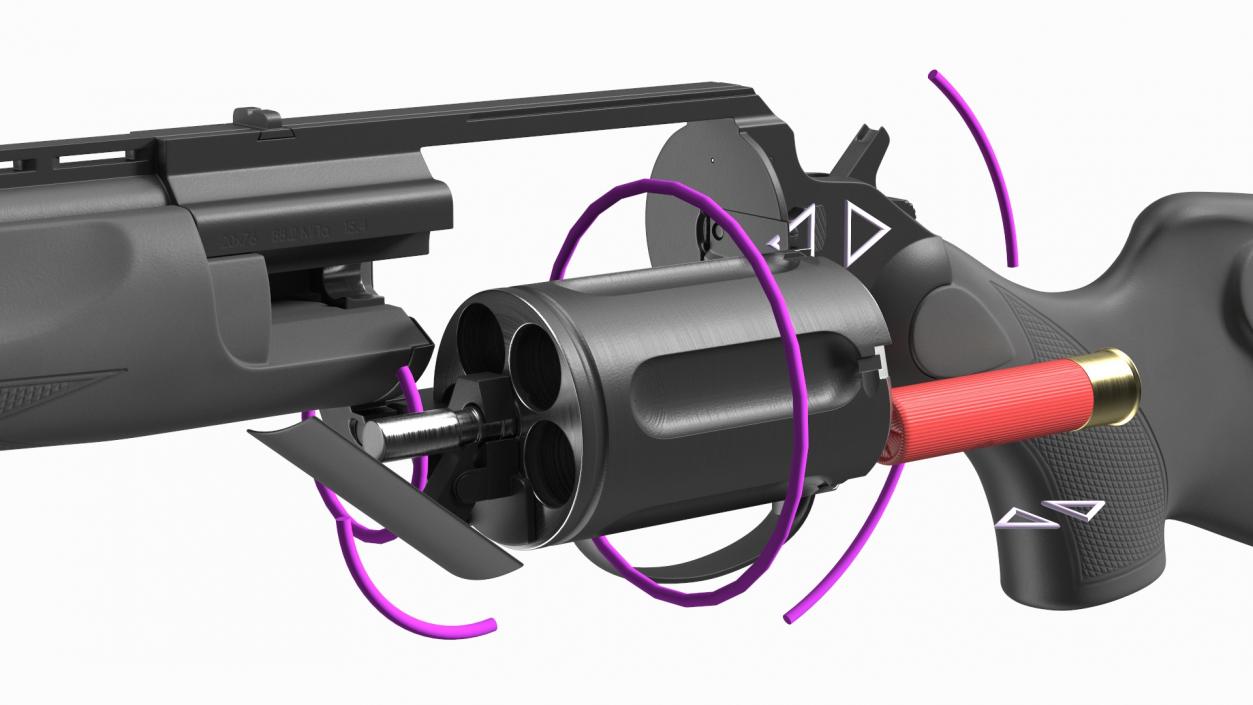 3D Revolver Shotgun MC255 Polymer Rigged for Cinema 4D