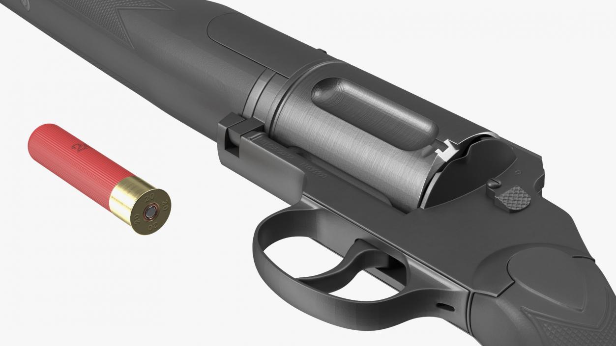 3D Revolver Shotgun MC255 Polymer Rigged for Cinema 4D