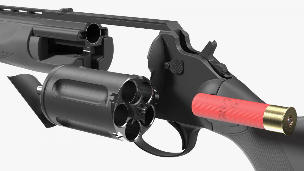 3D Revolver Shotgun MC255 Polymer Rigged for Cinema 4D