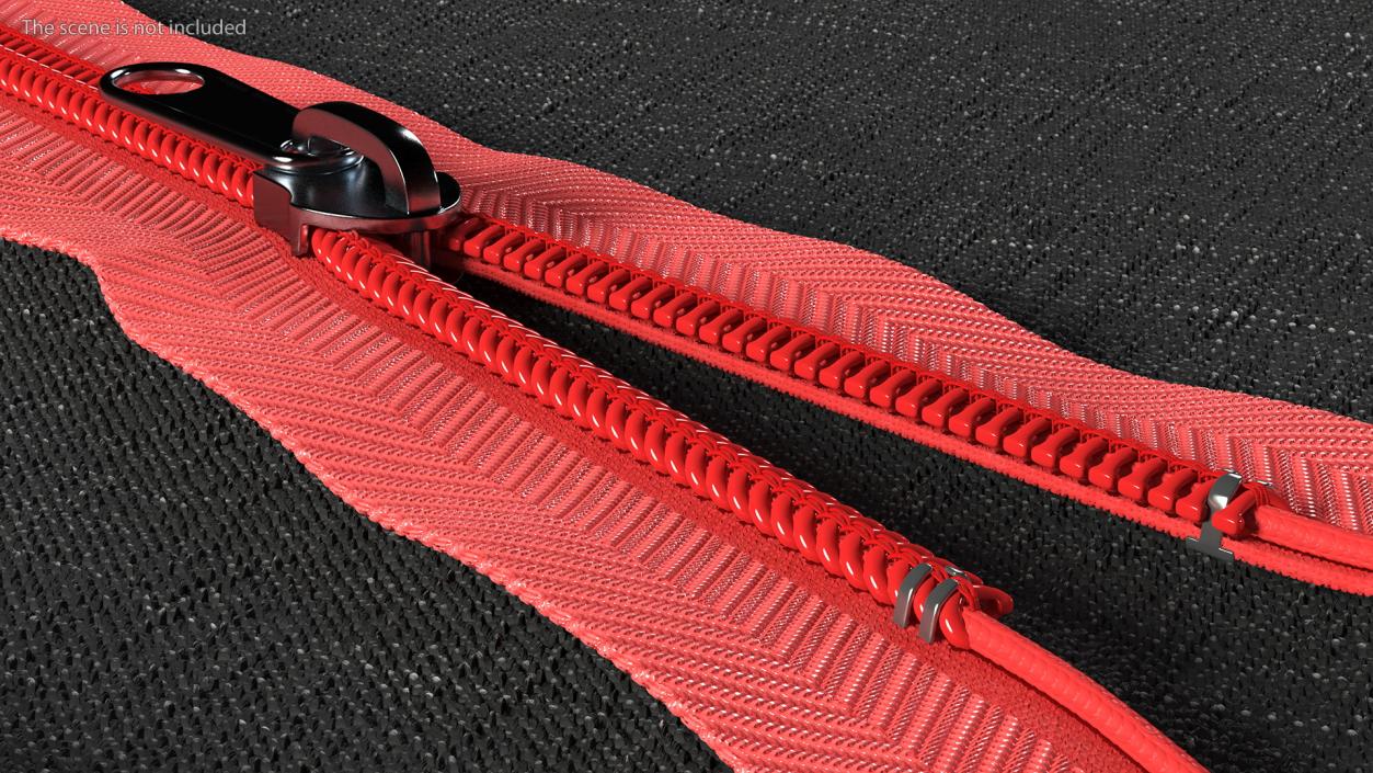 Open End Nylon Coil Zipper with Slider Red 3D