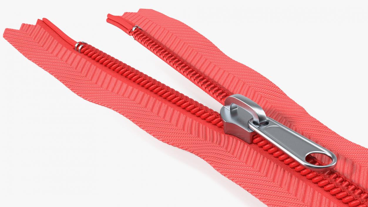 Open End Nylon Coil Zipper with Slider Red 3D