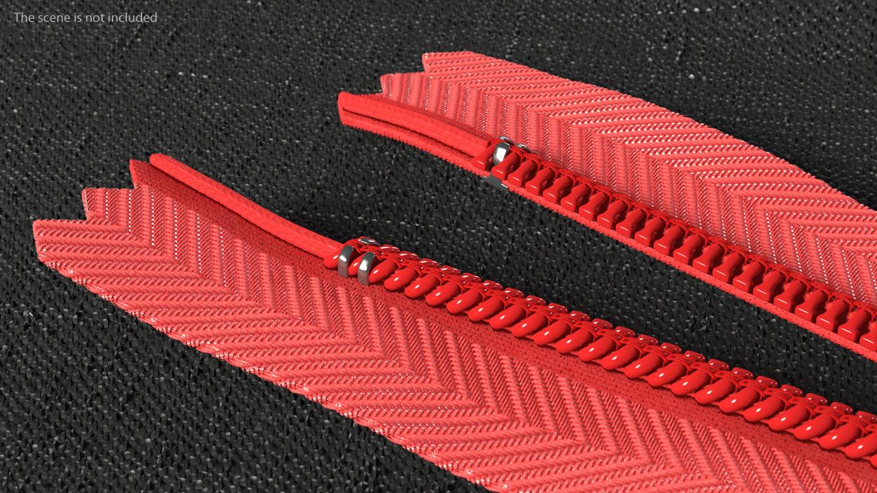 Open End Nylon Coil Zipper with Slider Red 3D