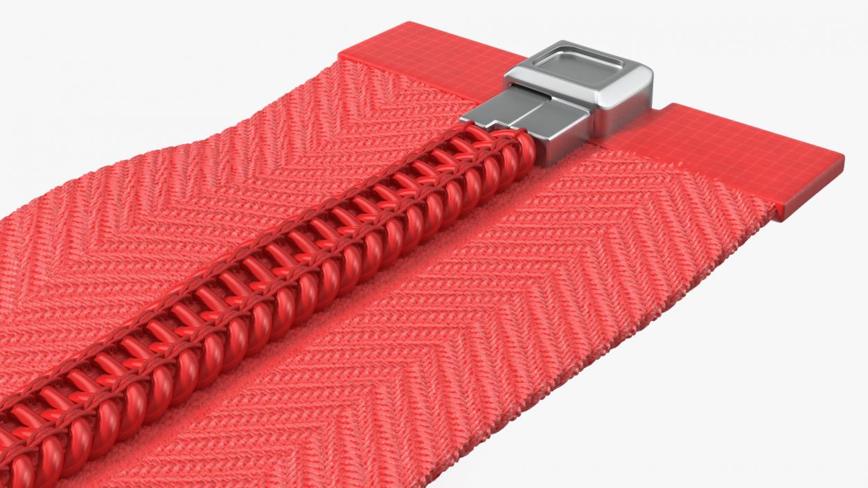 Open End Nylon Coil Zipper with Slider Red 3D