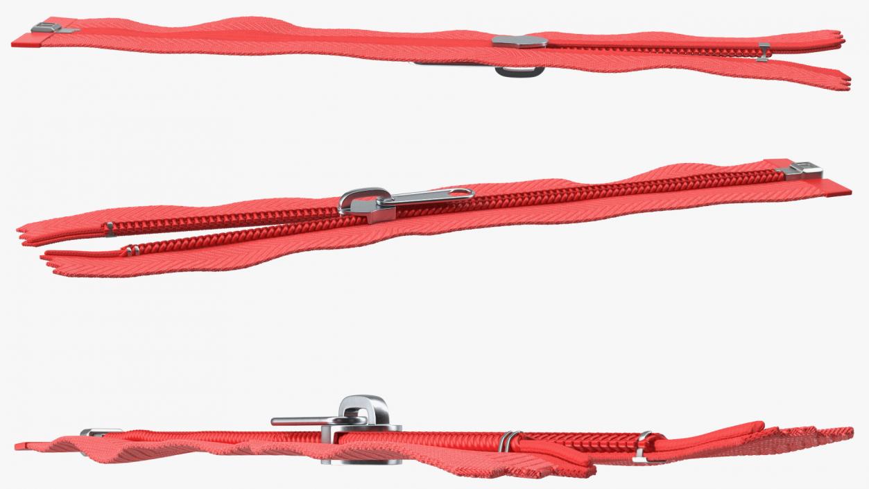 Open End Nylon Coil Zipper with Slider Red 3D