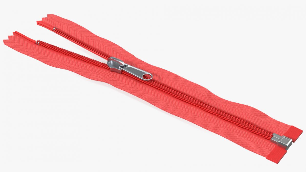 Open End Nylon Coil Zipper with Slider Red 3D