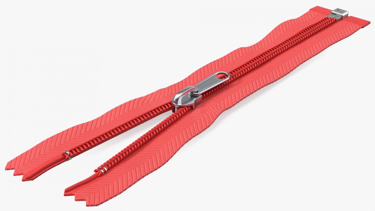 Open End Nylon Coil Zipper with Slider Red 3D