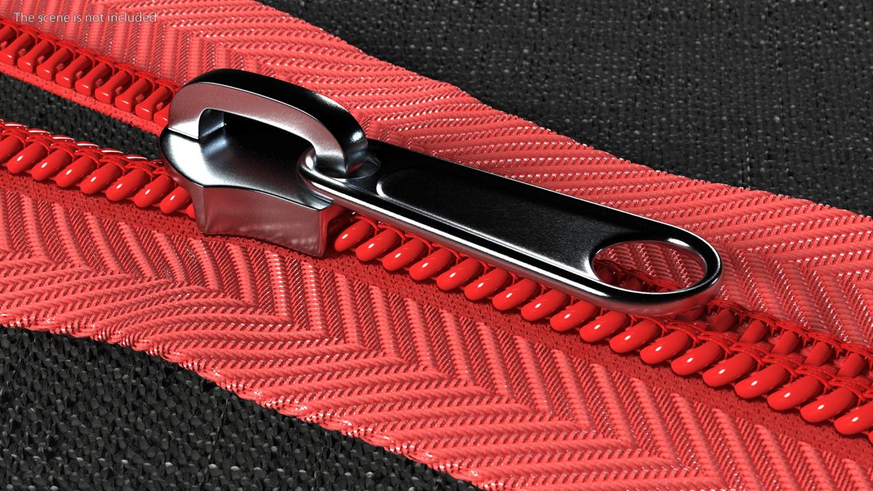 Open End Nylon Coil Zipper with Slider Red 3D