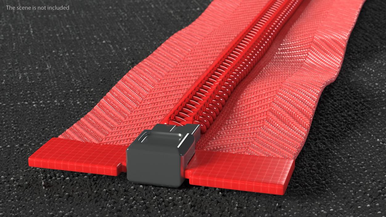 Open End Nylon Coil Zipper with Slider Red 3D