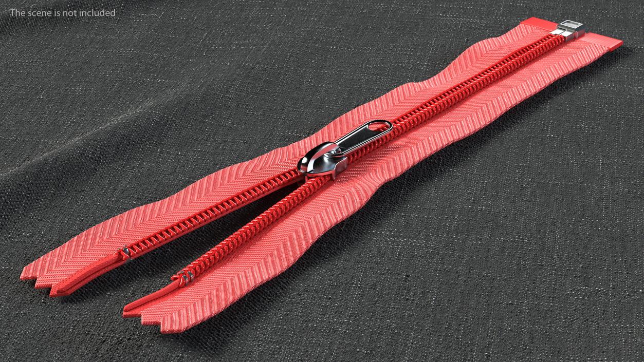 Open End Nylon Coil Zipper with Slider Red 3D