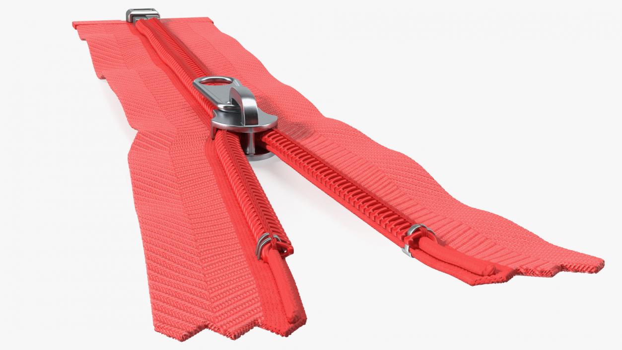 Open End Nylon Coil Zipper with Slider Red 3D