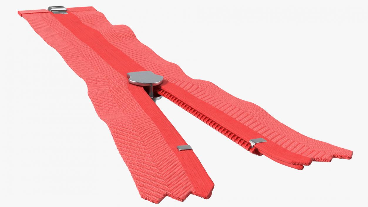 Open End Nylon Coil Zipper with Slider Red 3D