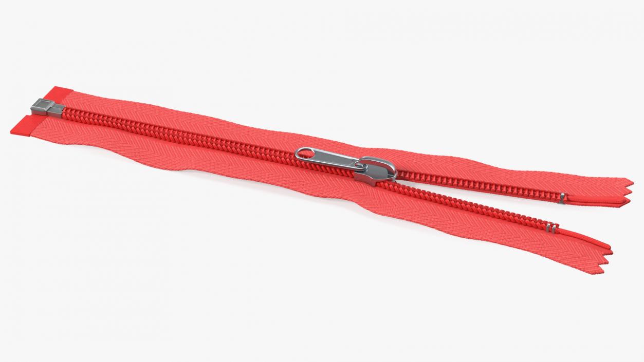 Open End Nylon Coil Zipper with Slider Red 3D