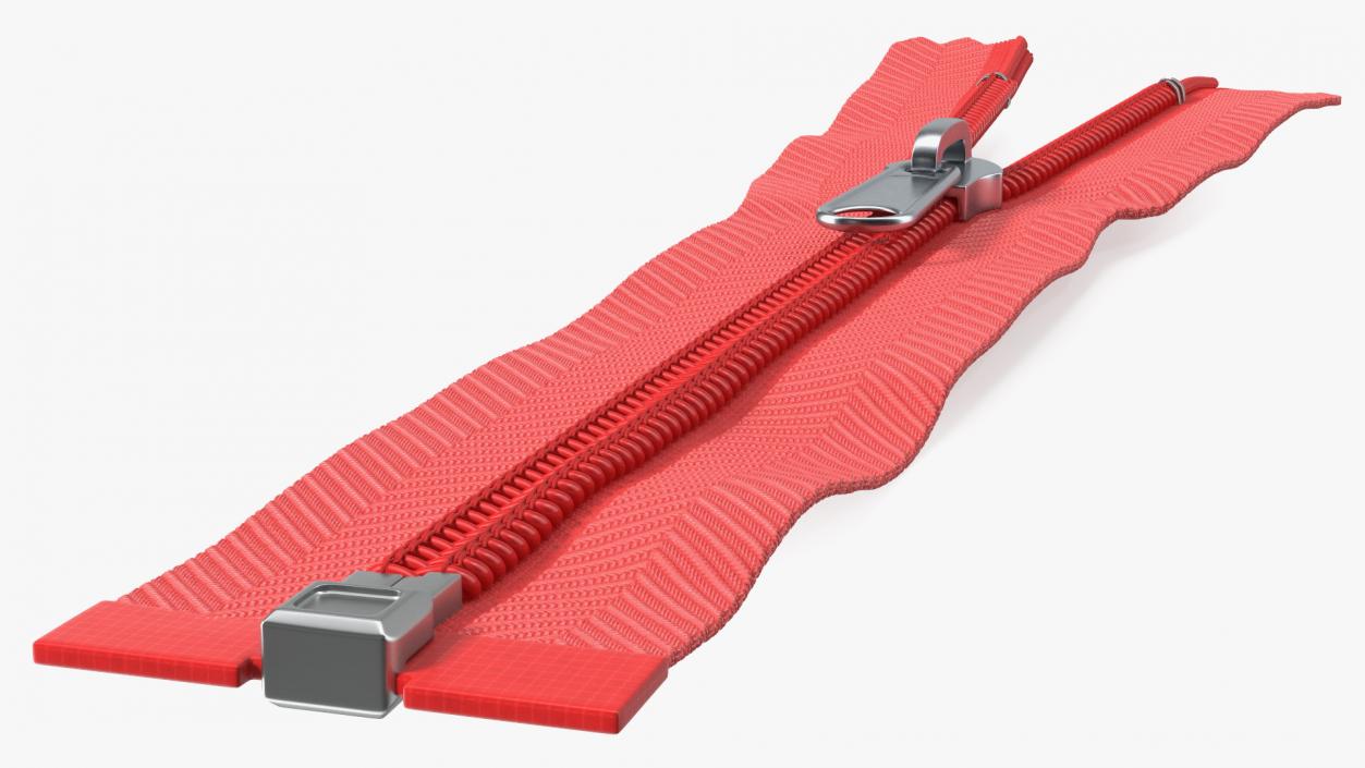 Open End Nylon Coil Zipper with Slider Red 3D