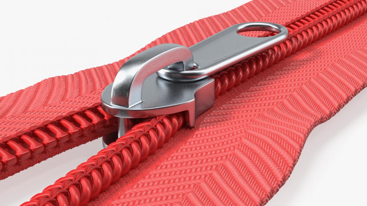 Open End Nylon Coil Zipper with Slider Red 3D