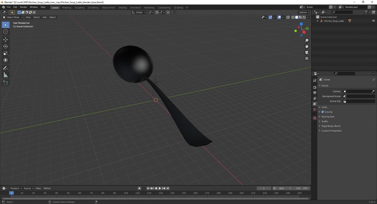 3D Kitchen Soup Ladle model