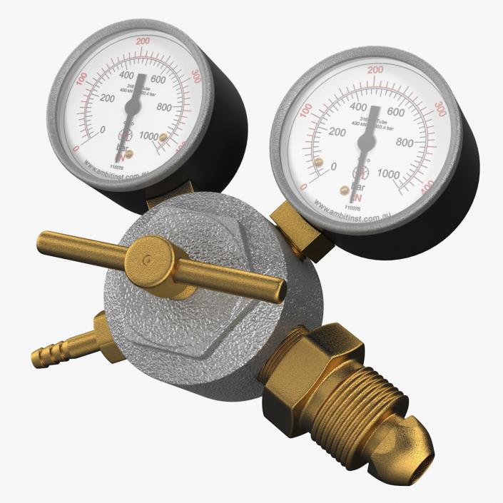 3D model Argon CO2 Double Pressure Regulator