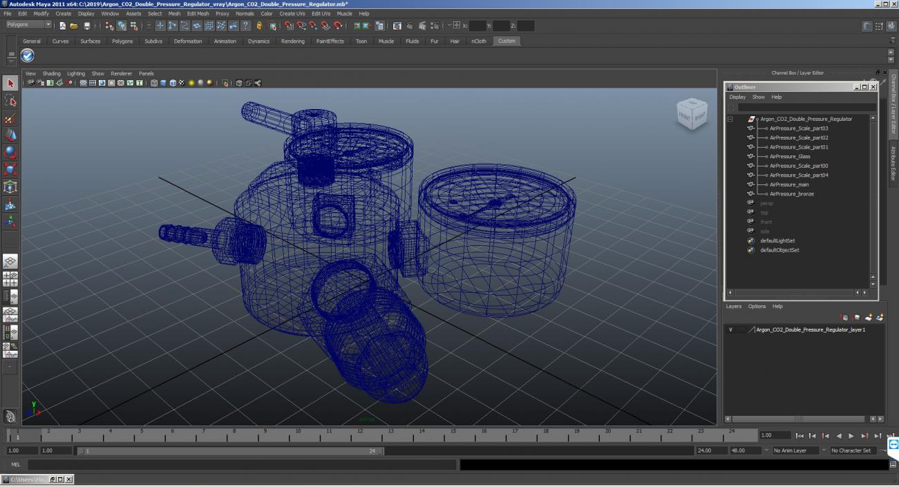 3D model Argon CO2 Double Pressure Regulator